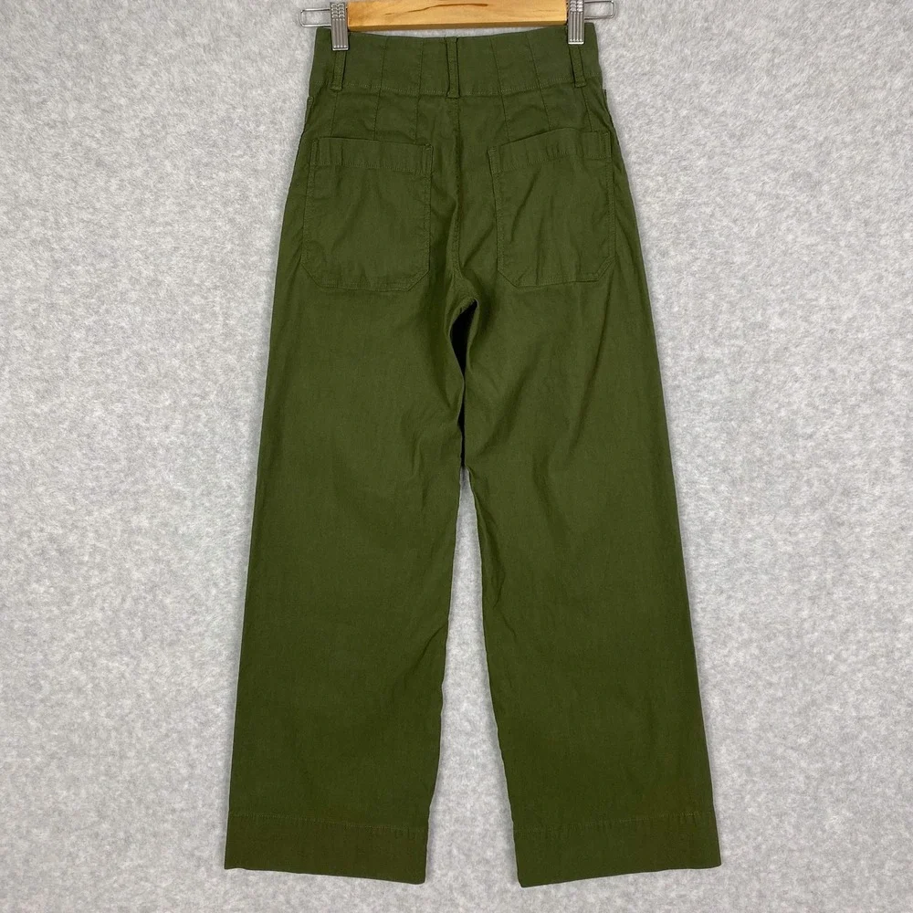 Anthropologie Maeve Green The Colette Wide Leg Linen Blend Crop Pants Size 23 - Picture 4 of 13